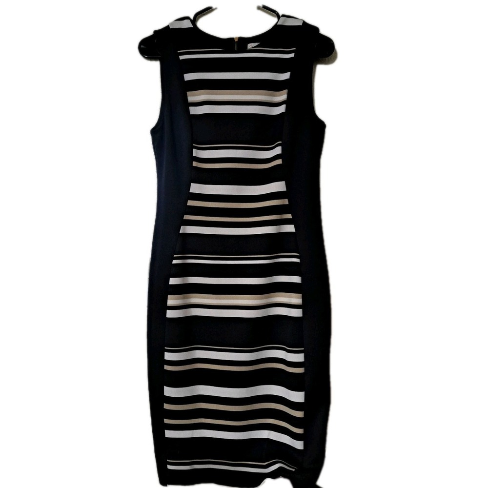 cb established 1962 Dress Womens Size 8 Striped Navy Blue Sleeveless Career Fall